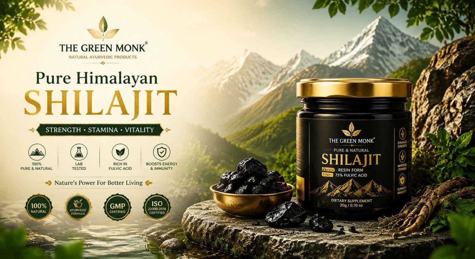 The Green Monk Pure Himalayan Shilajit Ayurvedic Wellness Product